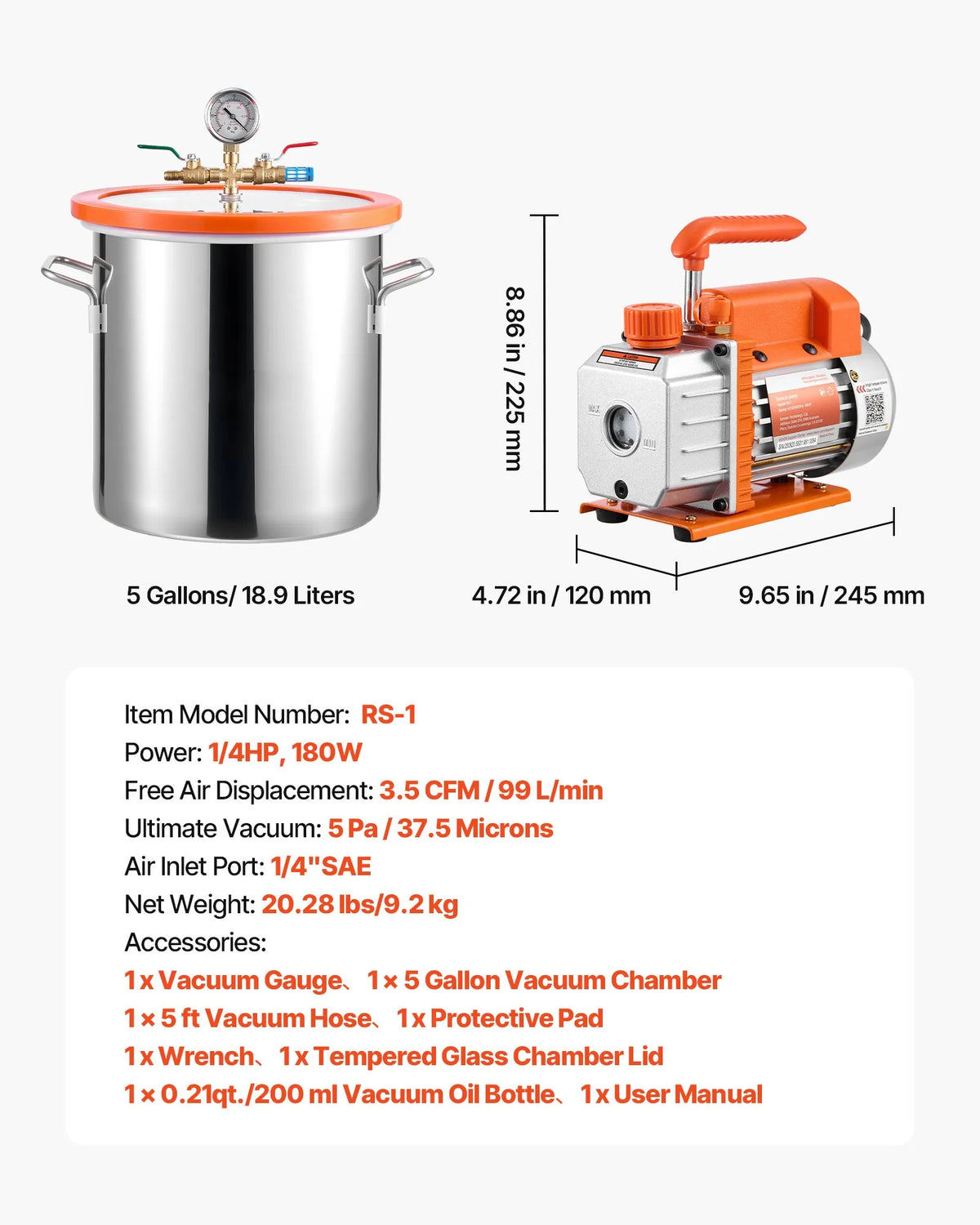 Вакуумна камера с помпа RS-1, 99 л/мин