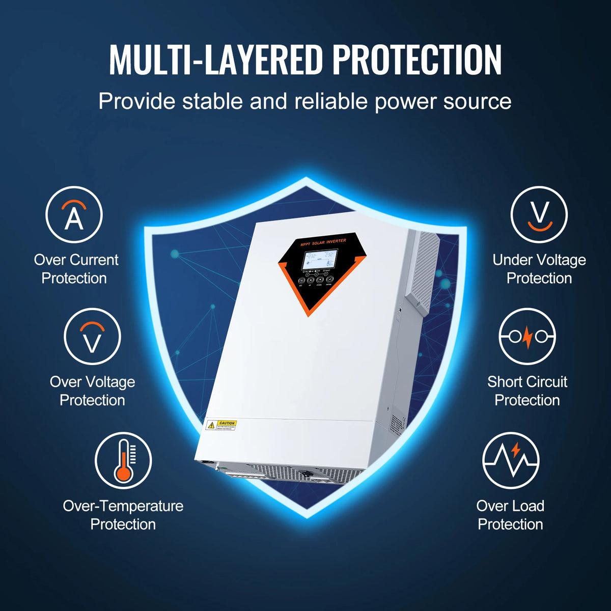 Хибриден соларен инвертор 5500 W, 48 V, 230 V AC