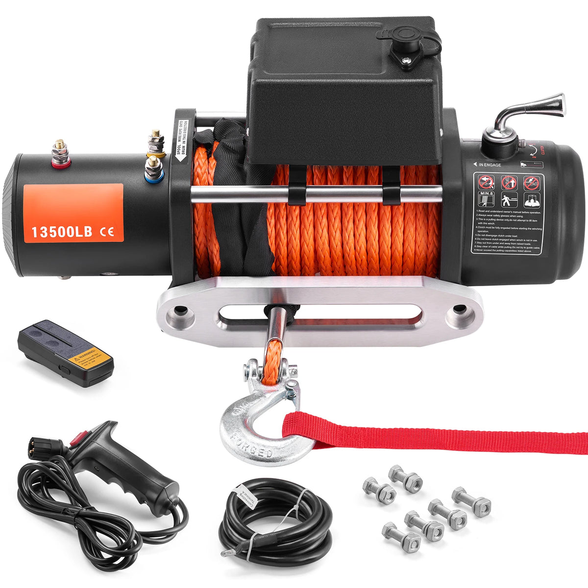 Електрическа лебедка с тяга 6,12 т, 12 V, въже 24,38 м
