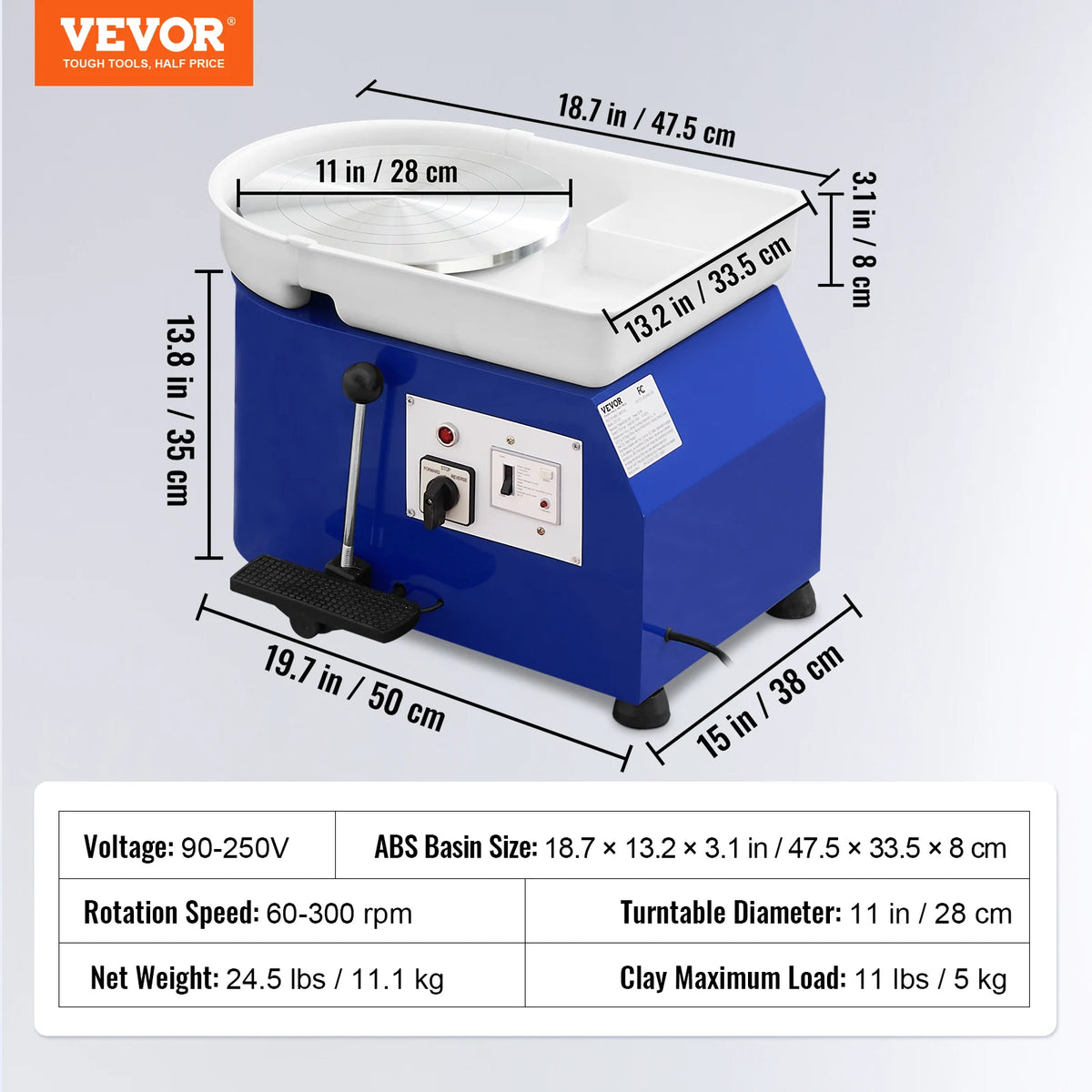 Грънчарско колело с педал, 350 или 450 W