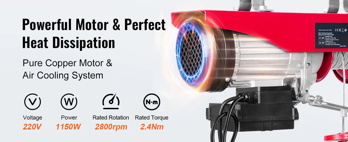 Електрически въжен телфер 300/600 кг, 1 150 W