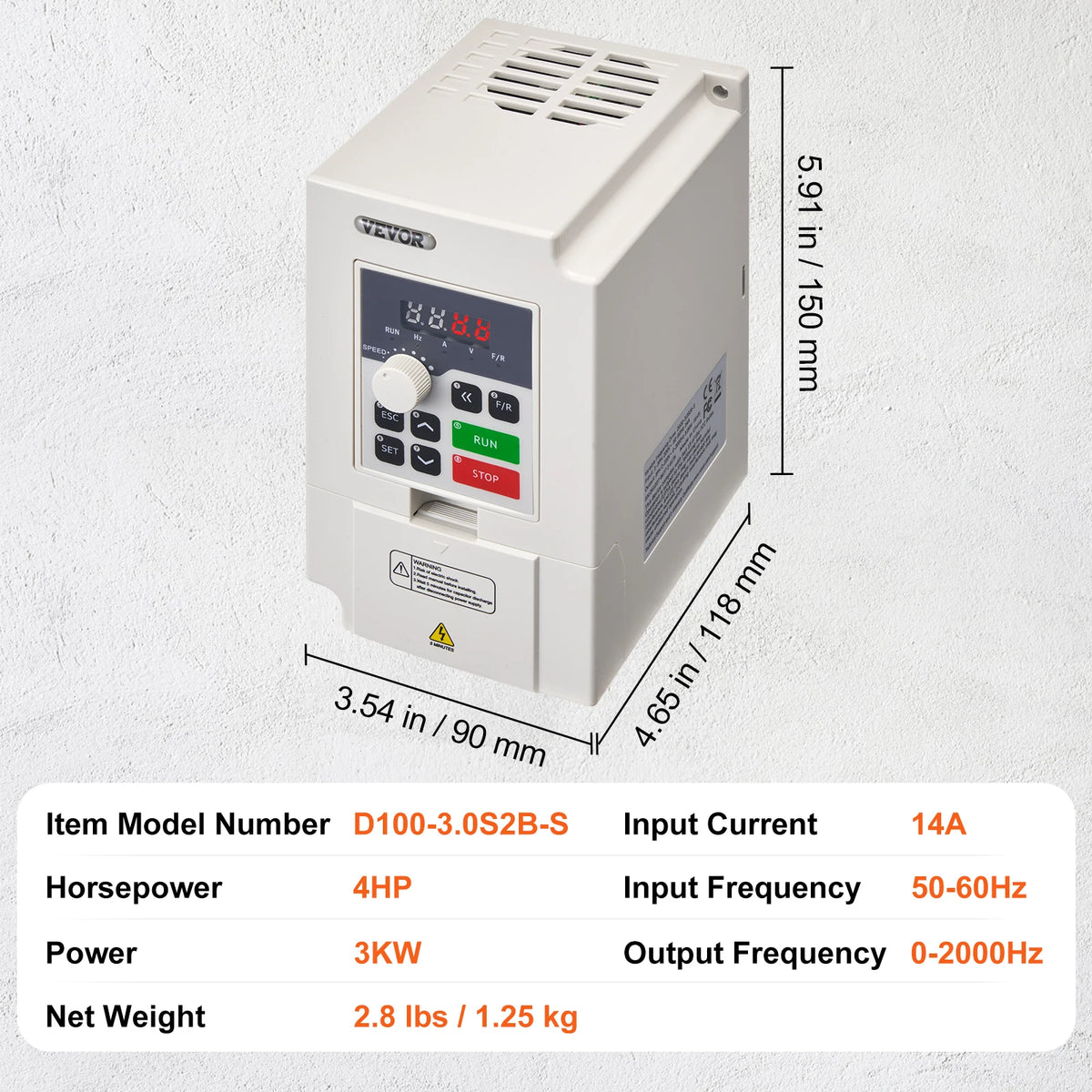 Честотен регулатор за електродвигател, 3–5,5 kW