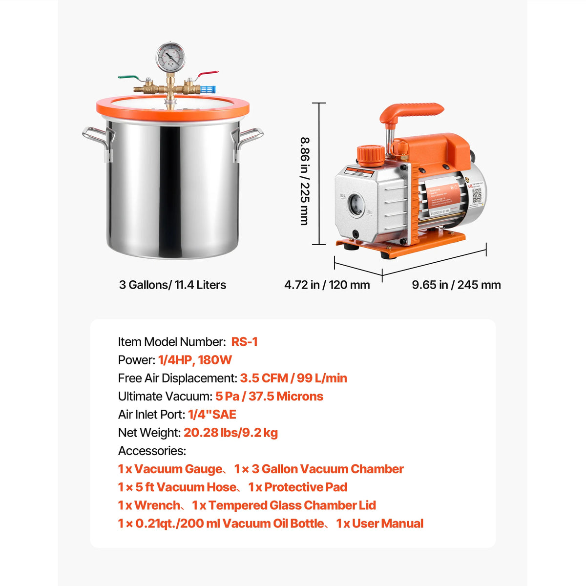 Вакуумна камера с помпа RS-1, 99 л/мин