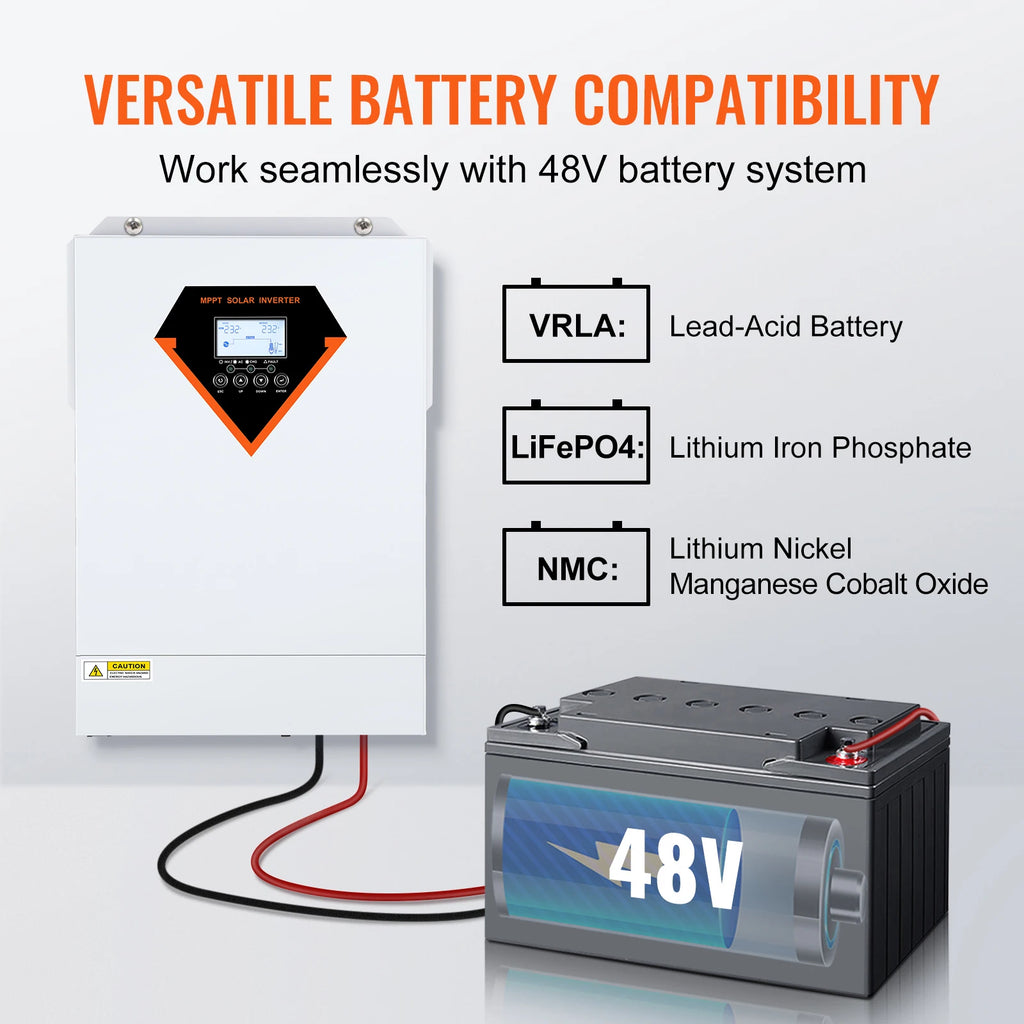 Хибриден соларен инвертор 5500 W, 48 V, 230 V AC