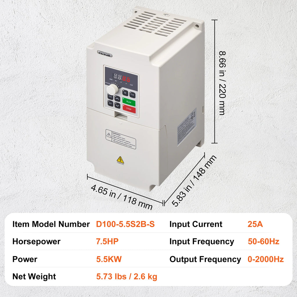 Честотен регулатор за електродвигател, 3–5,5 kW