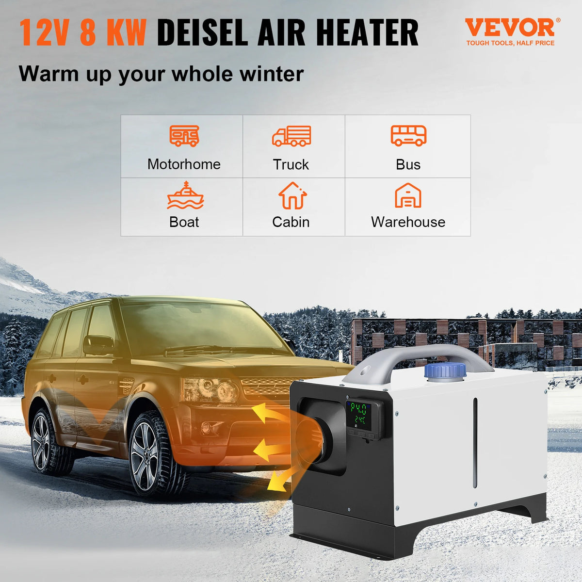 Дизелов отоплител 12 V, клас 8 kW, с LCD управление