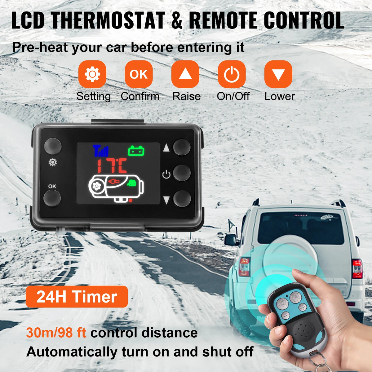 Дизелов въздушен отоплител 8 kW, 12 V с LCD