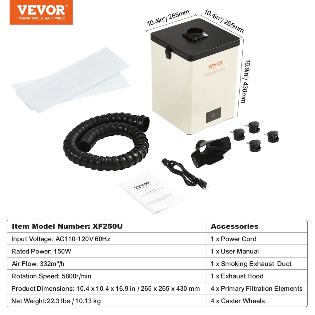 Димоуловител с тристепенна филтрация, 100 или 150 W
