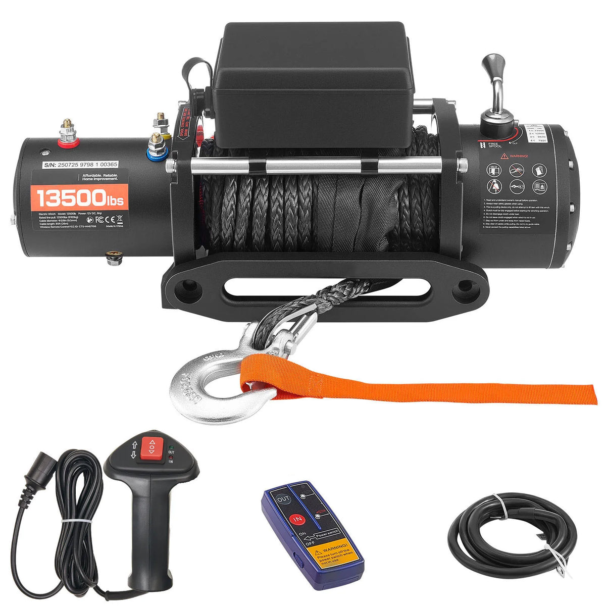 Електрическа лебедка с тяга 6,12 т, 12 V, въже ≈ 25,91 м