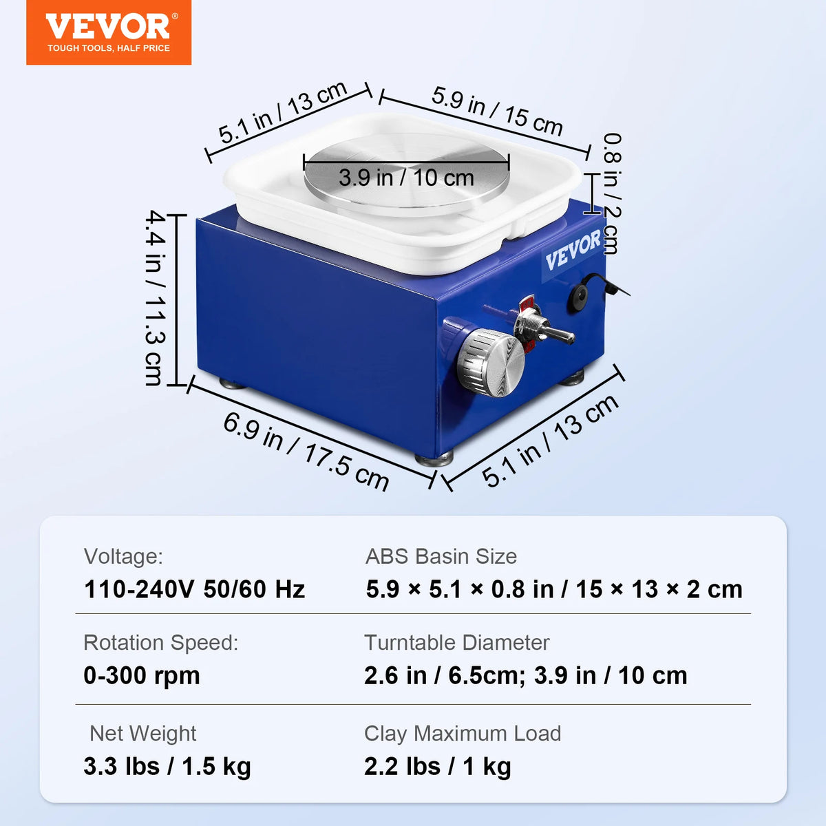 Мини грънчарско колело, 30 W, 0–300 об./мин