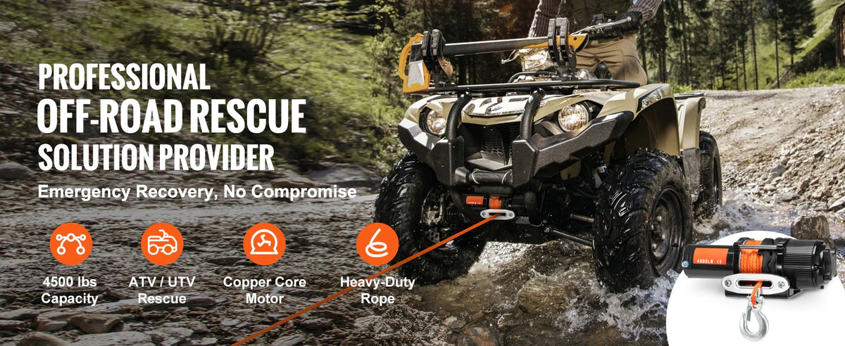 Лебедка ATV/UTV с тяга 2,04 т, 12 V, въже 11,88 м