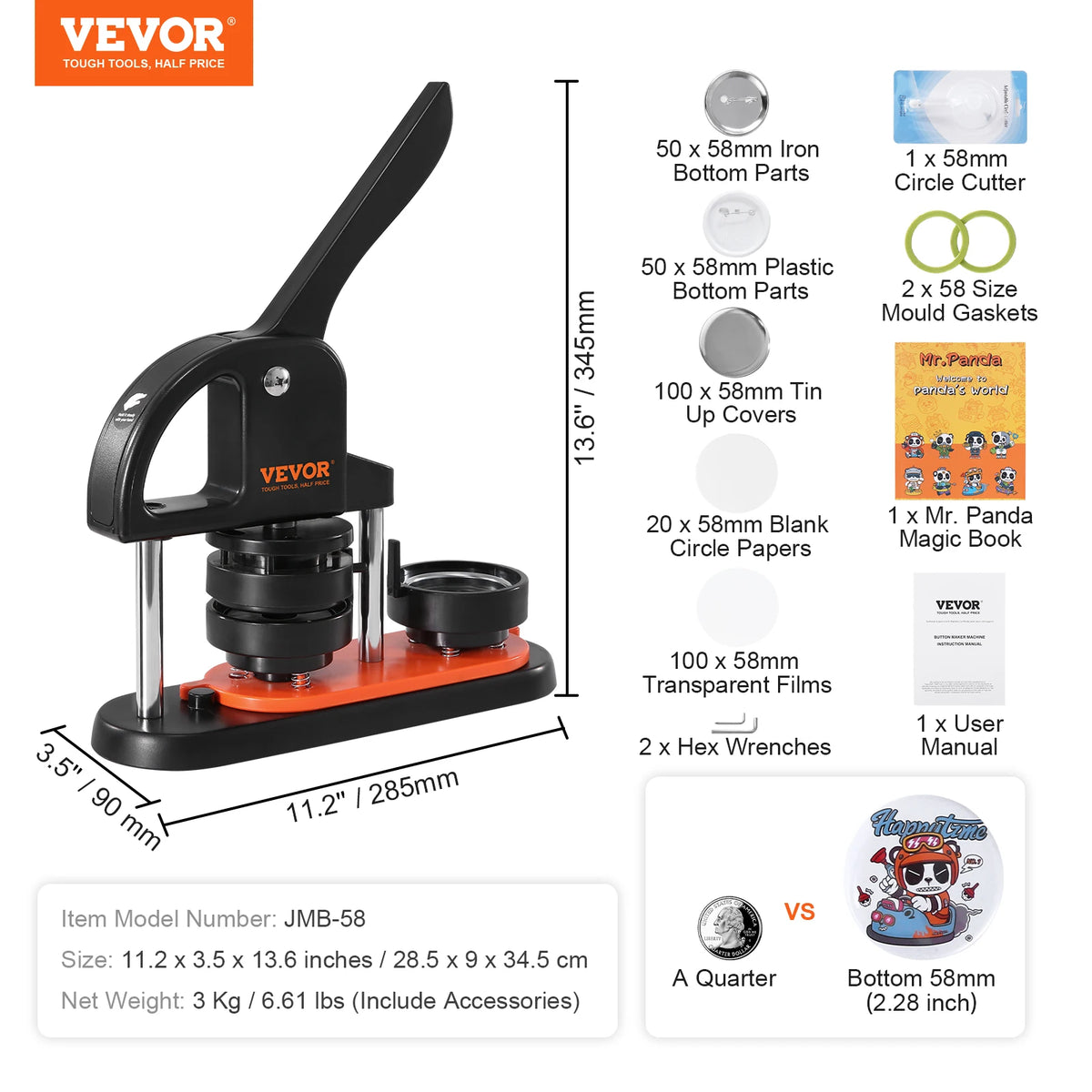 Машина за значки JMB-25/32/58/X3 с консумативи
