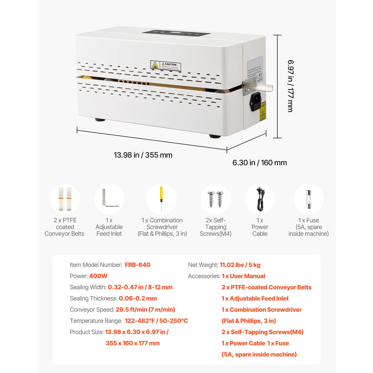 Непрекъсната лентова машина за запечатване, 400 W