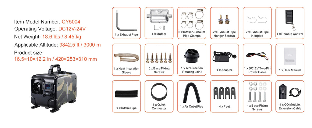 Дизелов отоплител 12/24 V с Bluetooth и CO сигнализация