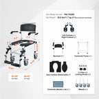 Тоалетен стол на колела с кофа 5 л и подлакътници