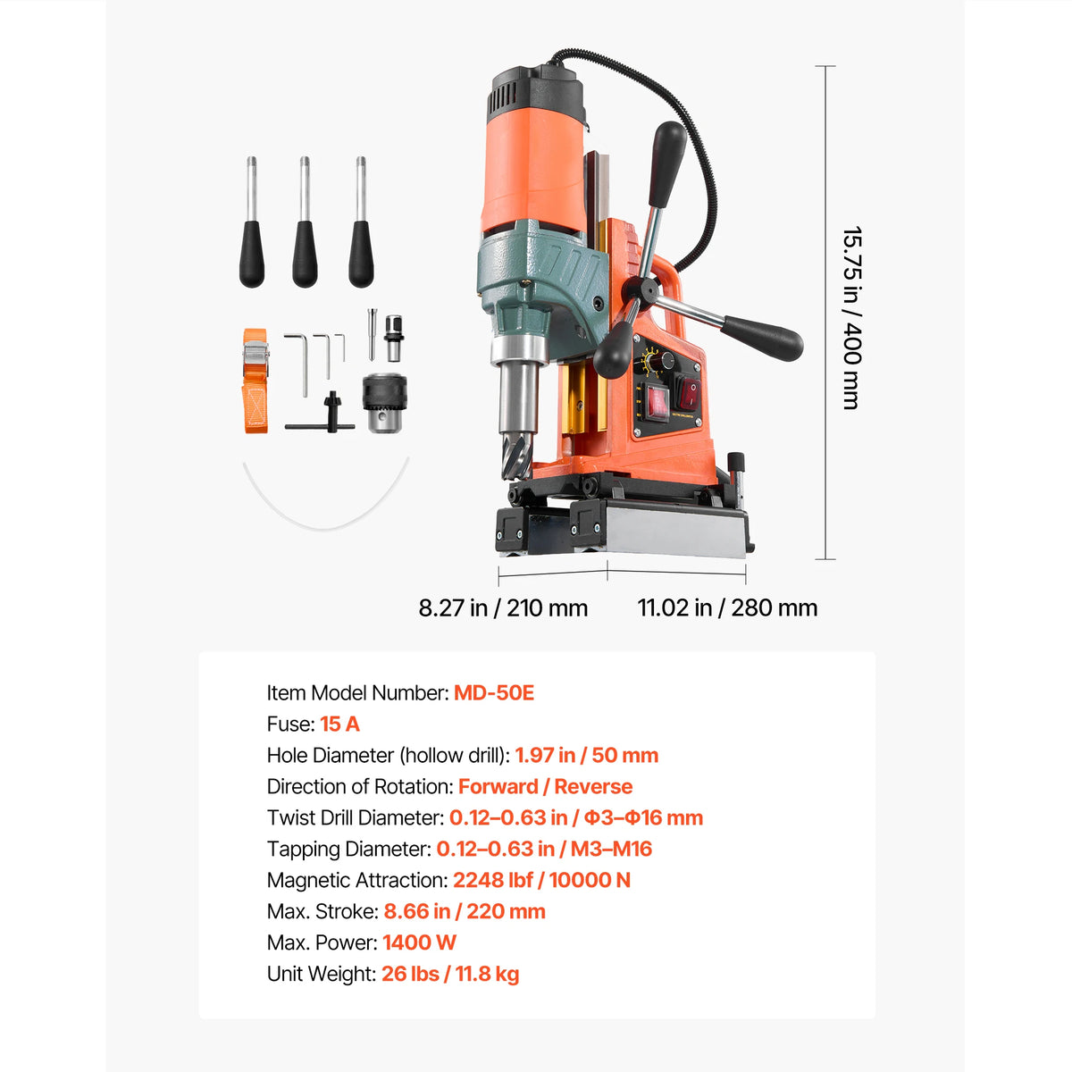 Магнитна бормашина 1400 W с реверс