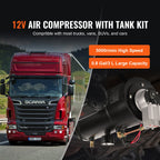 Автомобилен компресор 12 V с резервоар 3 л