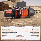 Електрическа лебедка с тяга 6,12 т, 12 V, въже 24,38 м