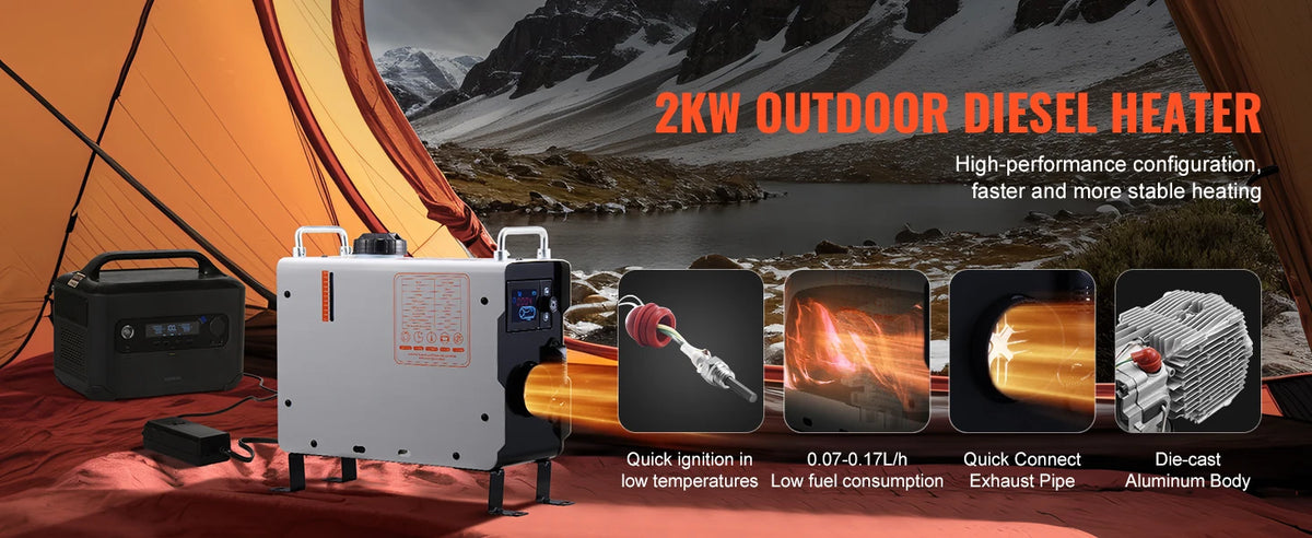 Дизелов отоплител 2 kW с управление, 12–24 V