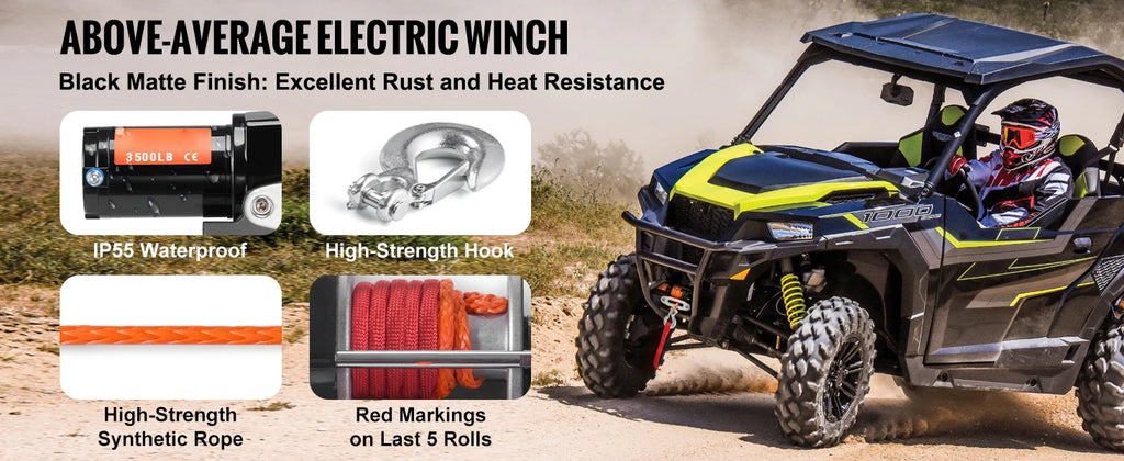 Електрическа лебедка 12 V за ATV, тягово усилие около 1,58 т
