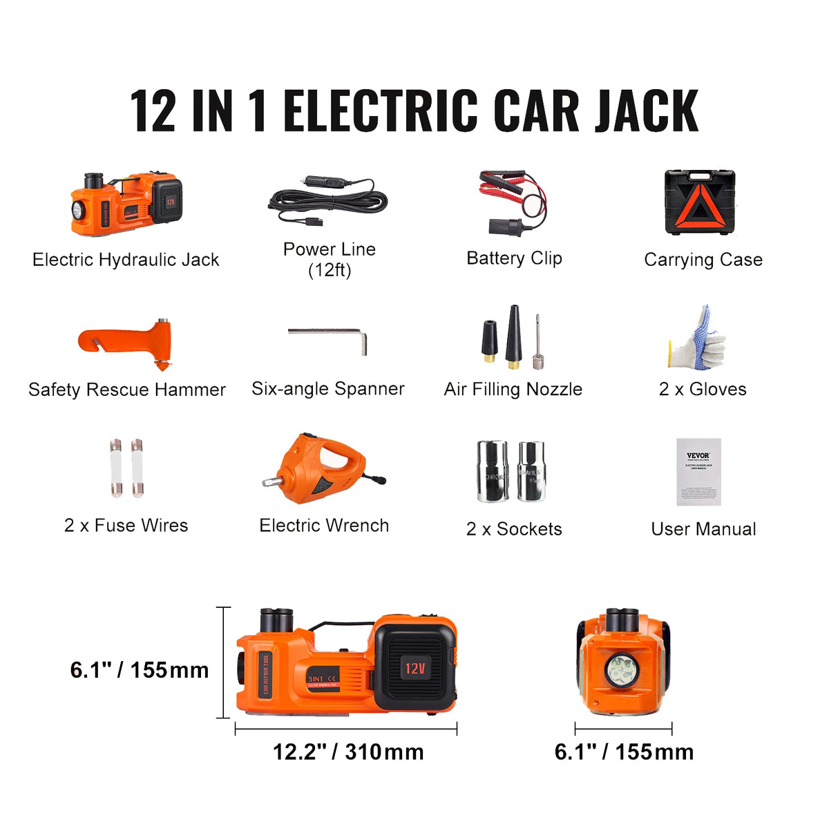 Електрически автомобилен крик 3 или 5 т, 12 V