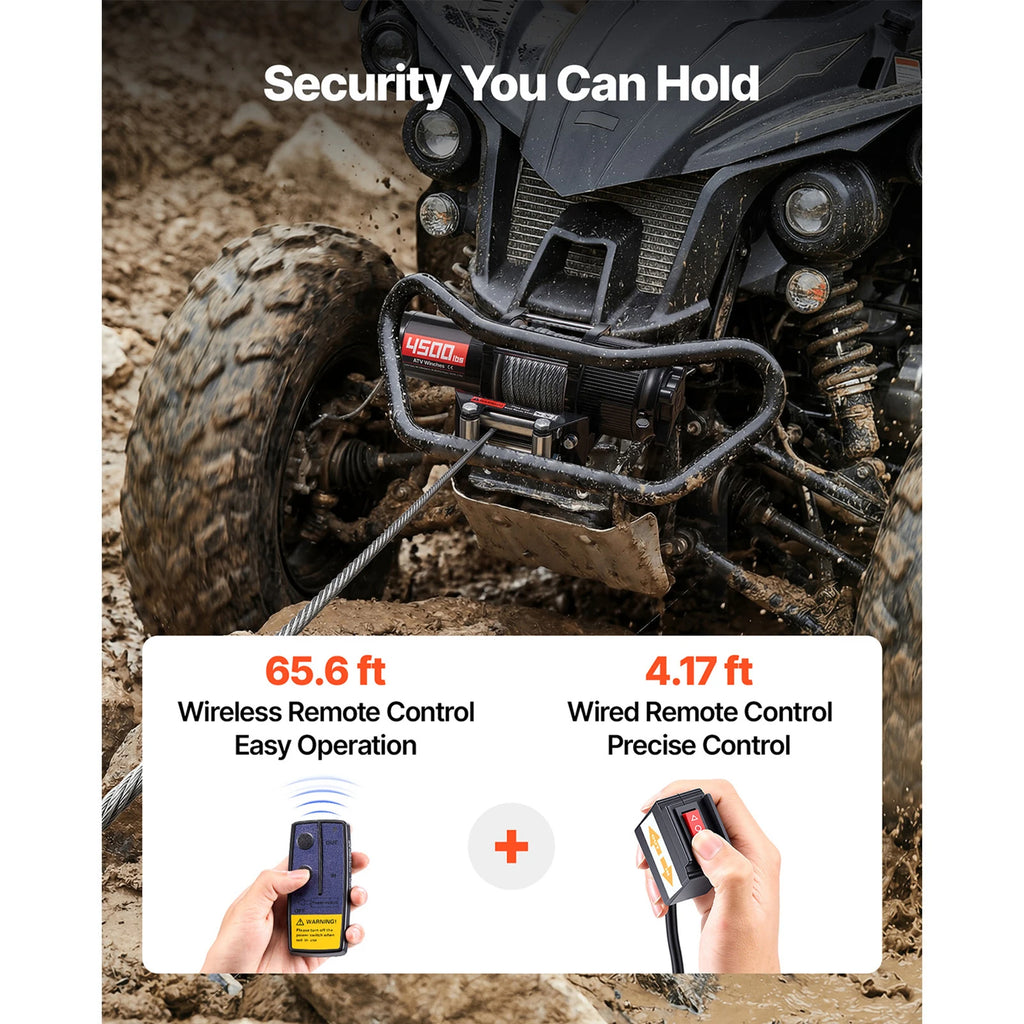 Лебедка за ATV 12 V, тягово усилие около 2,04 т