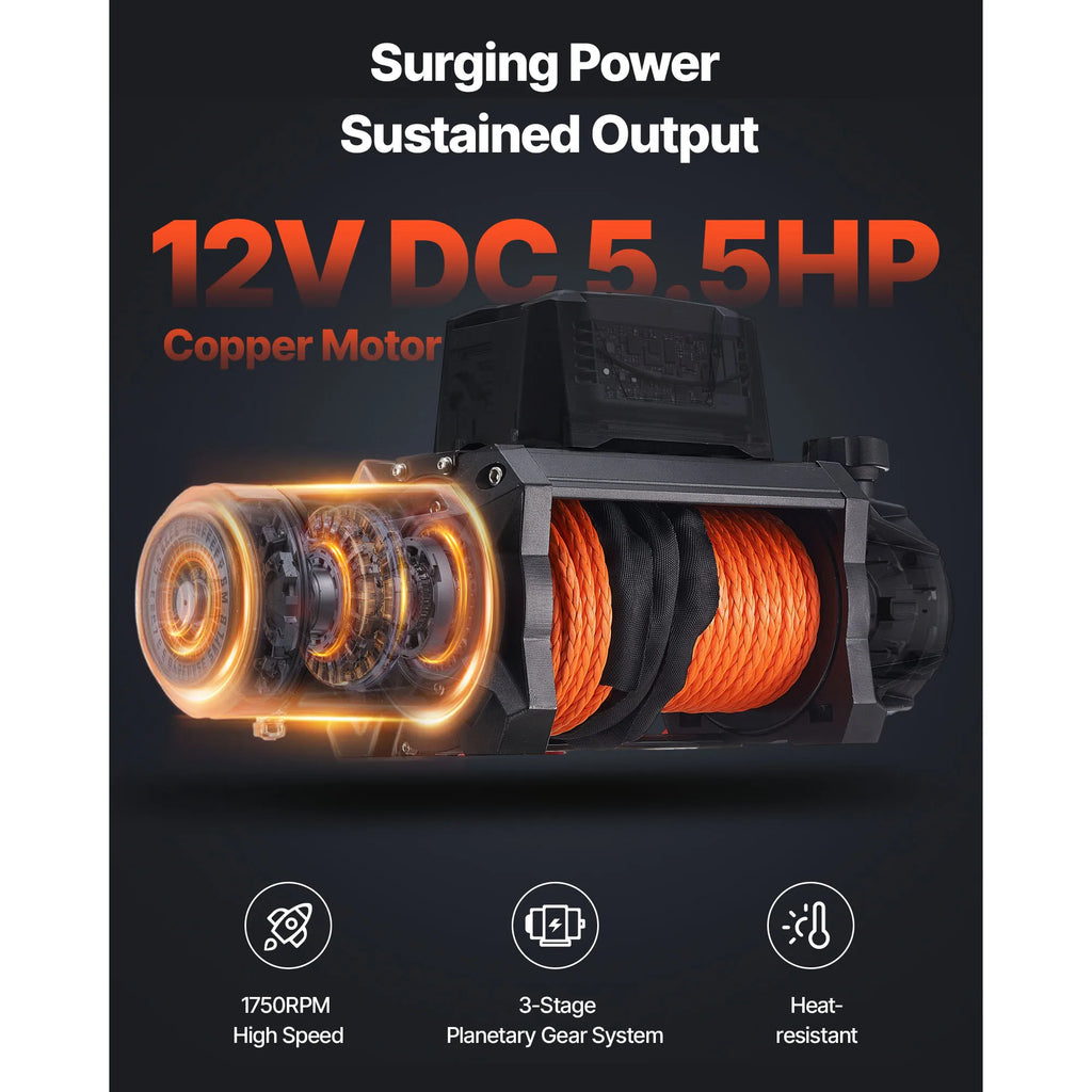 Лебедка 12 V, тягово усилие 4,53, 5,44 или 6,12 т