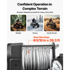 Електрическа лебедка 12 V, 1,36 т, стоманено въже ≈ 12,01 м