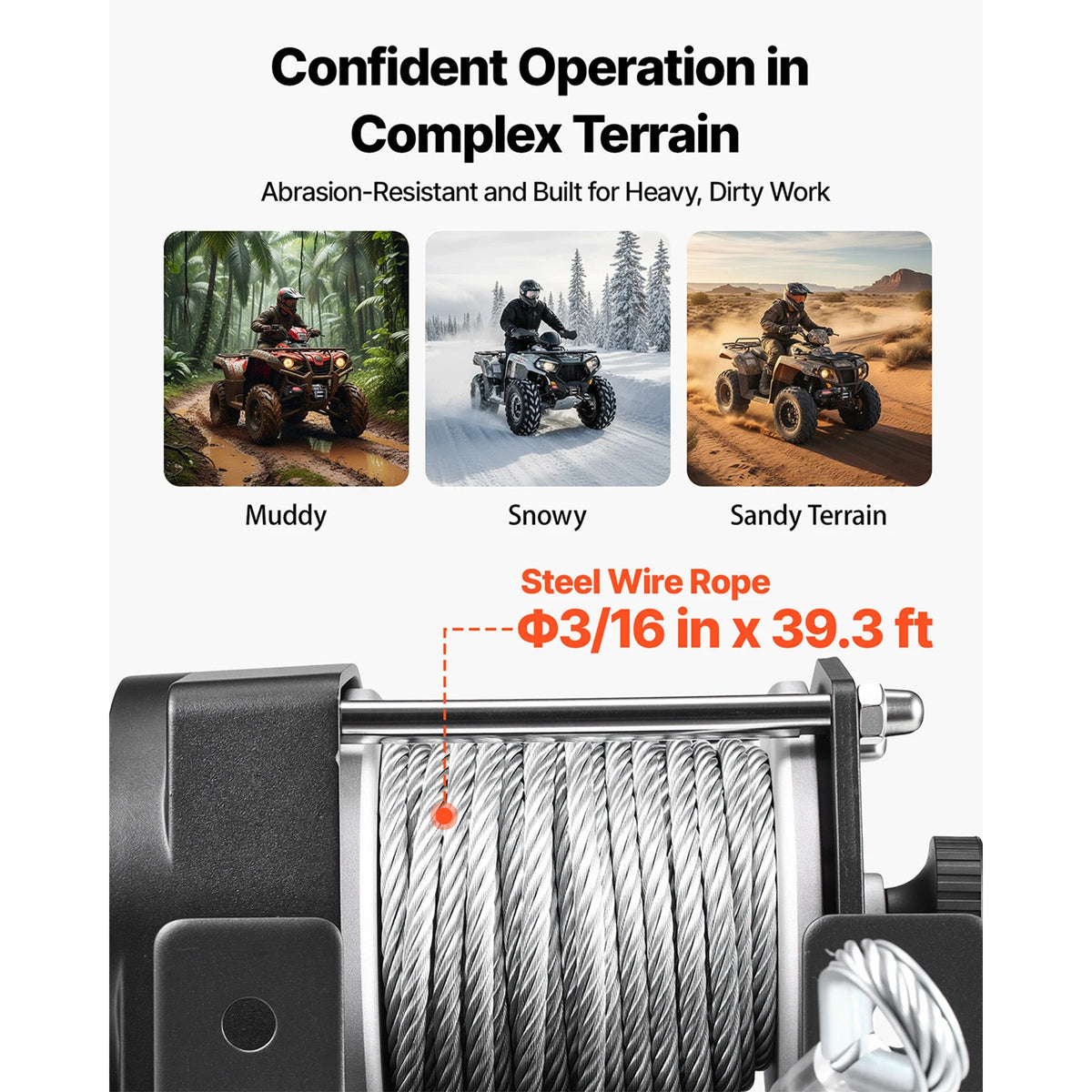 Електрическа лебедка 12 V, 1,36 т, стоманено въже ≈ 12,01 м