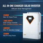 Хибриден соларен инвертор 5500 W, 48 V, 230 V AC
