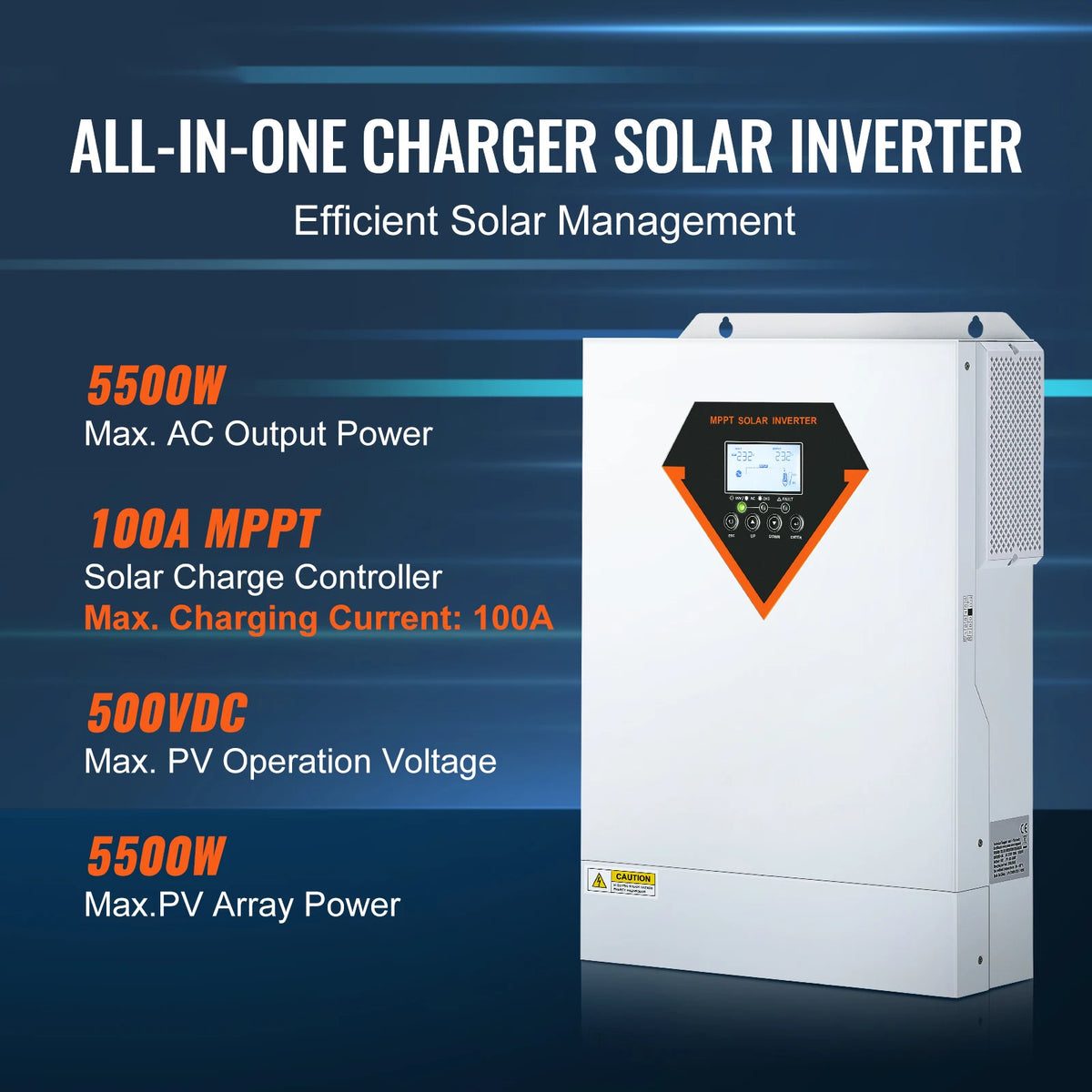 Хибриден соларен инвертор 5500 W, 48 V, 230 V AC