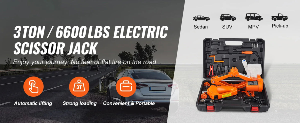 Електрически ножичен крик 3 т с гайковерт, 12 V