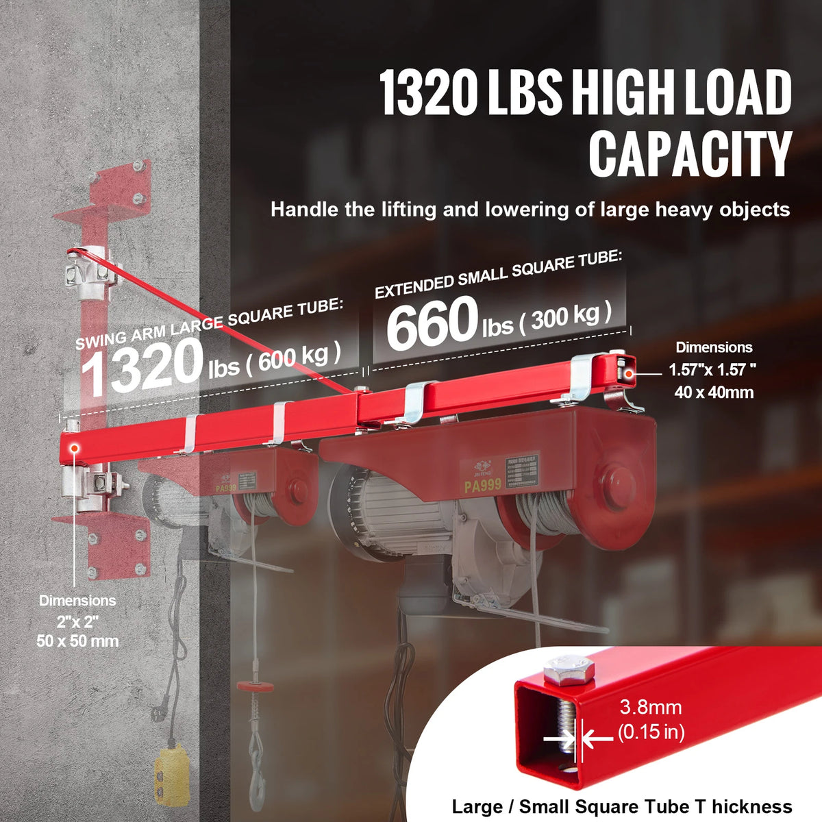 Въртящо рамо за телфер HHDB-300/600KG, 180°