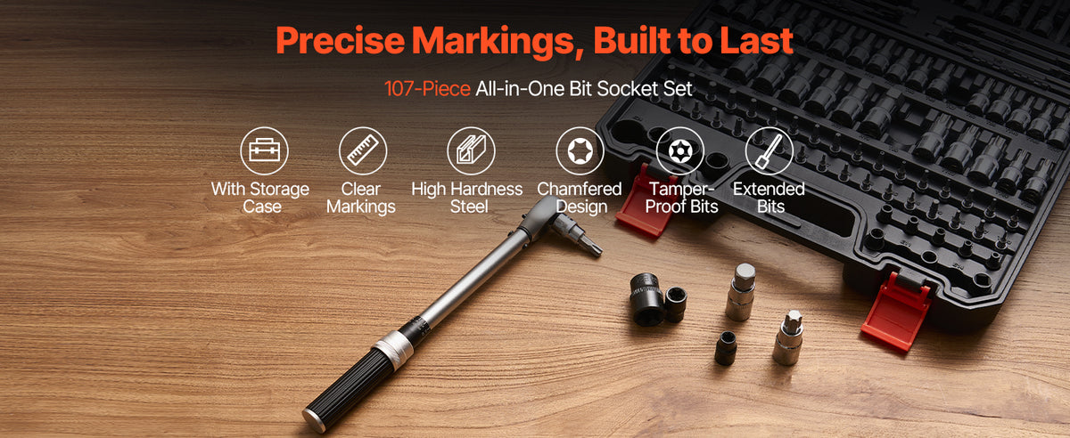 Комплект вложки и битове HEX/TORX, 107 части