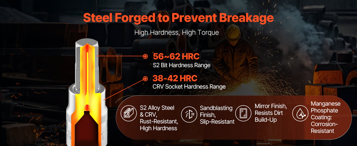Комплект вложки и битове HEX/TORX, 107 части