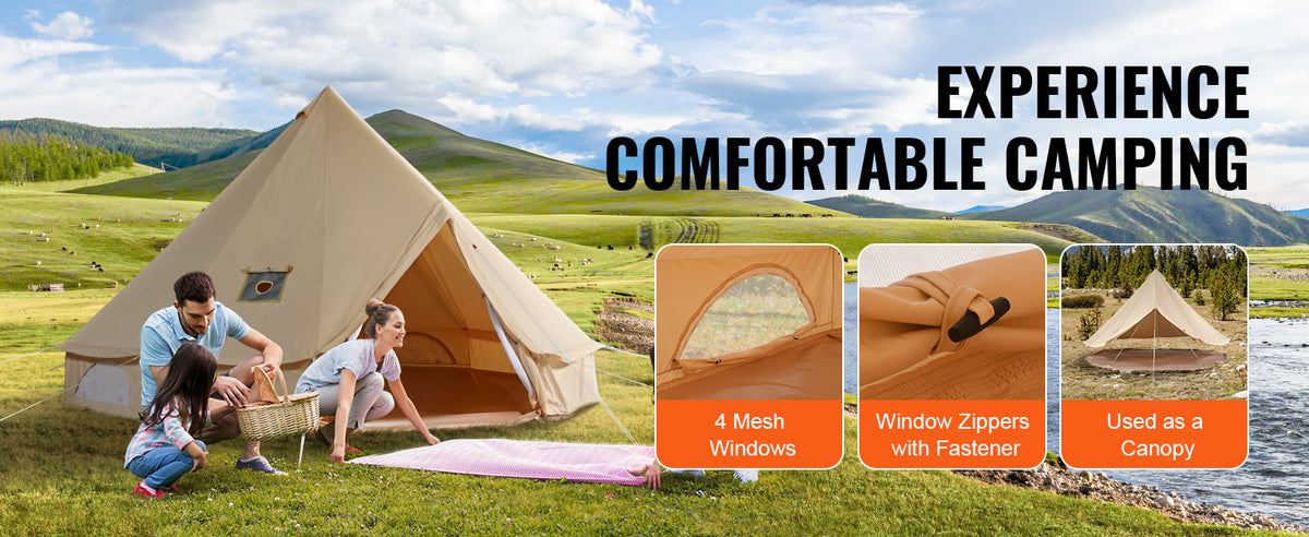 Къмпинг палатка тип камбана, диаметър 3–7 м