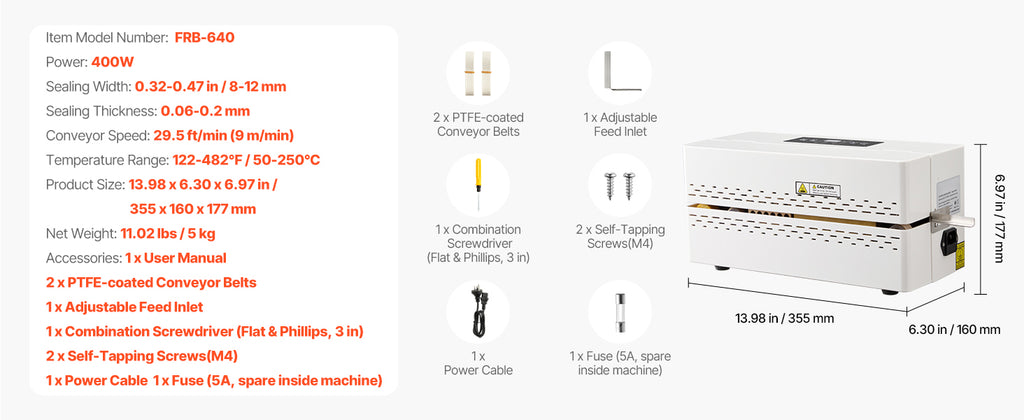 Непрекъсната лентова машина за запечатване, 400 W
