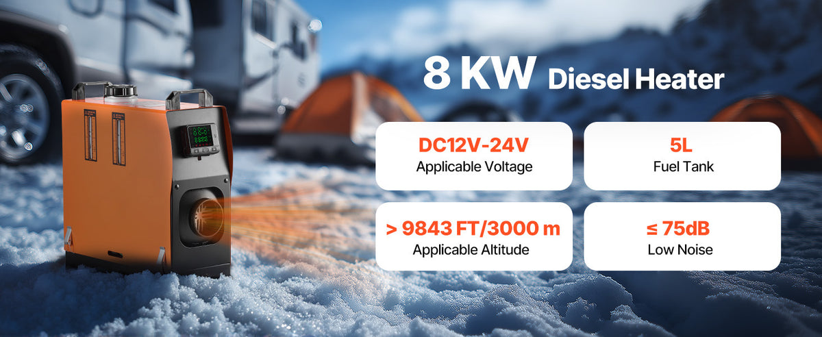 Дизелов отоплител 12–24 V, заявени 8 kW, 5 л