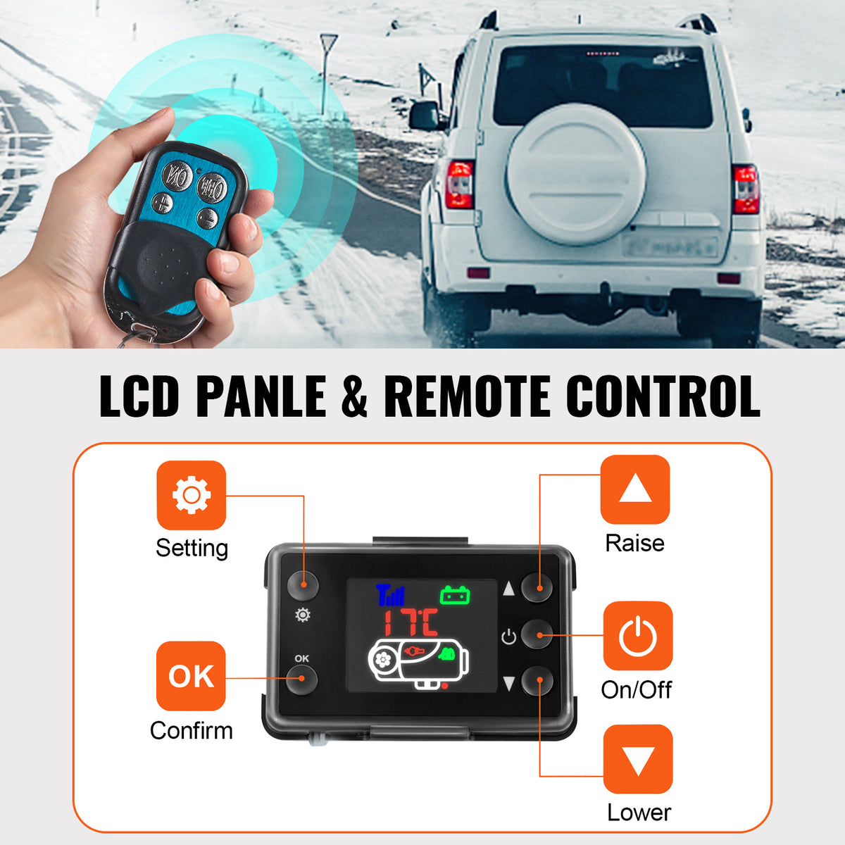 Дизелов въздушен отоплител 8 kW, 12 V с LCD