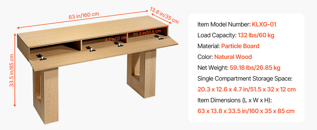 Тясна конзолна маса с място за съхранение
