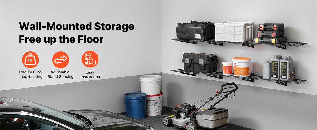 Два стенни рафта за гараж, около 31 × 183 см