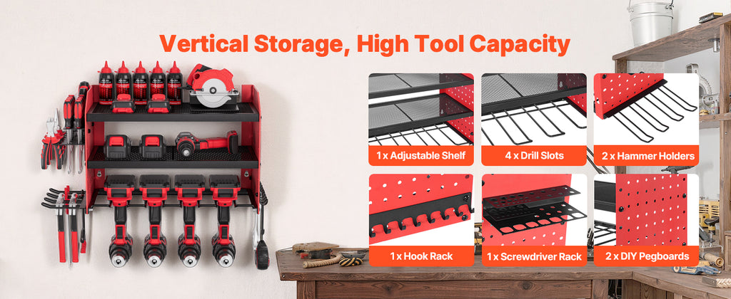Стенен органайзер за инструменти с 3 нива