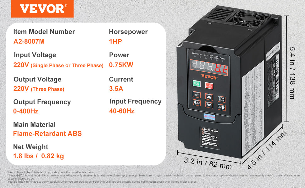 Честотен инвертор 220 V, 0,75 или 7,5 kW