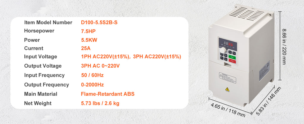 Честотен регулатор за електродвигател, 3–5,5 kW