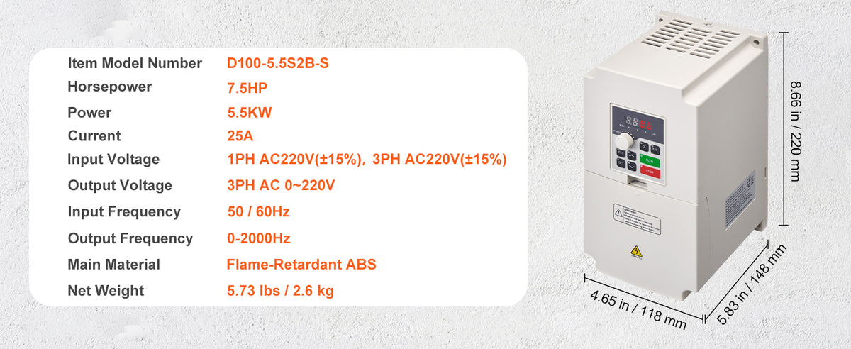 Честотен регулатор за електродвигател, 3–5,5 kW