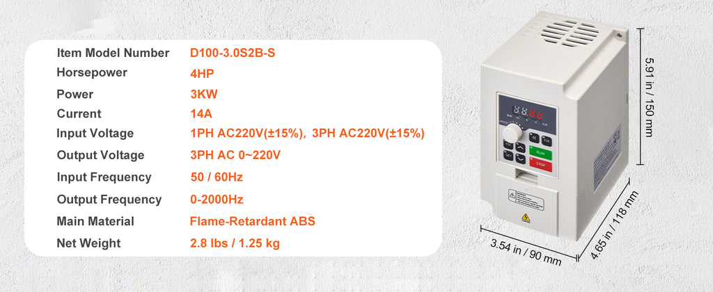Честотен регулатор за електродвигател, 3–5,5 kW