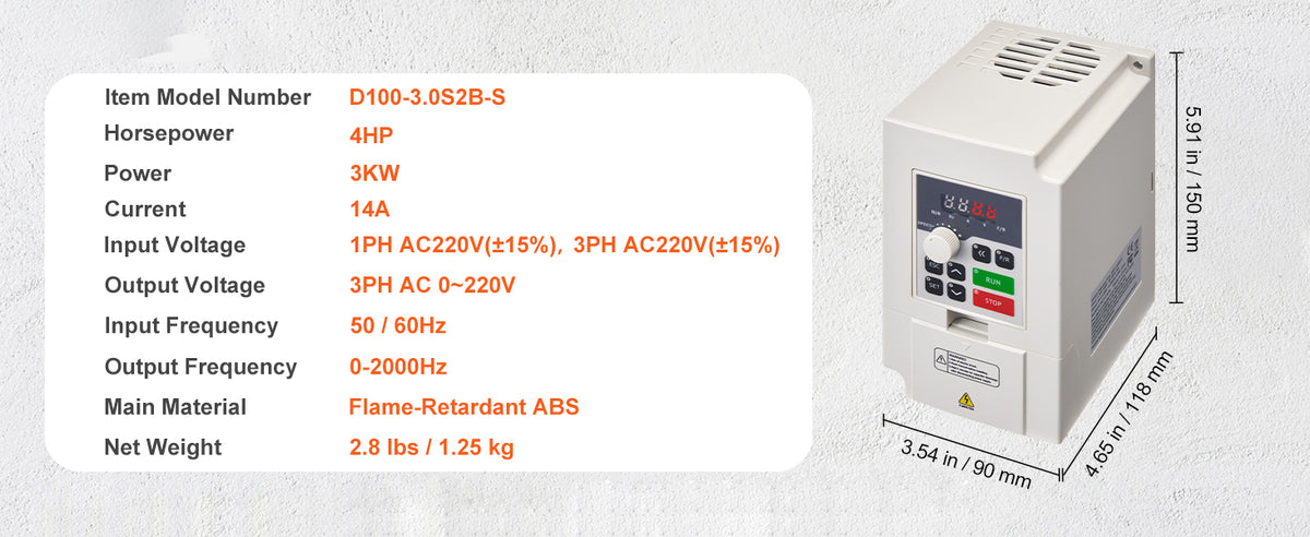 Честотен регулатор за електродвигател, 3–5,5 kW