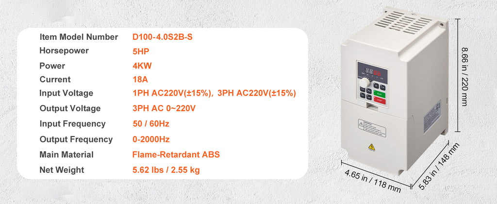 Честотен регулатор за електродвигател, 3–5,5 kW